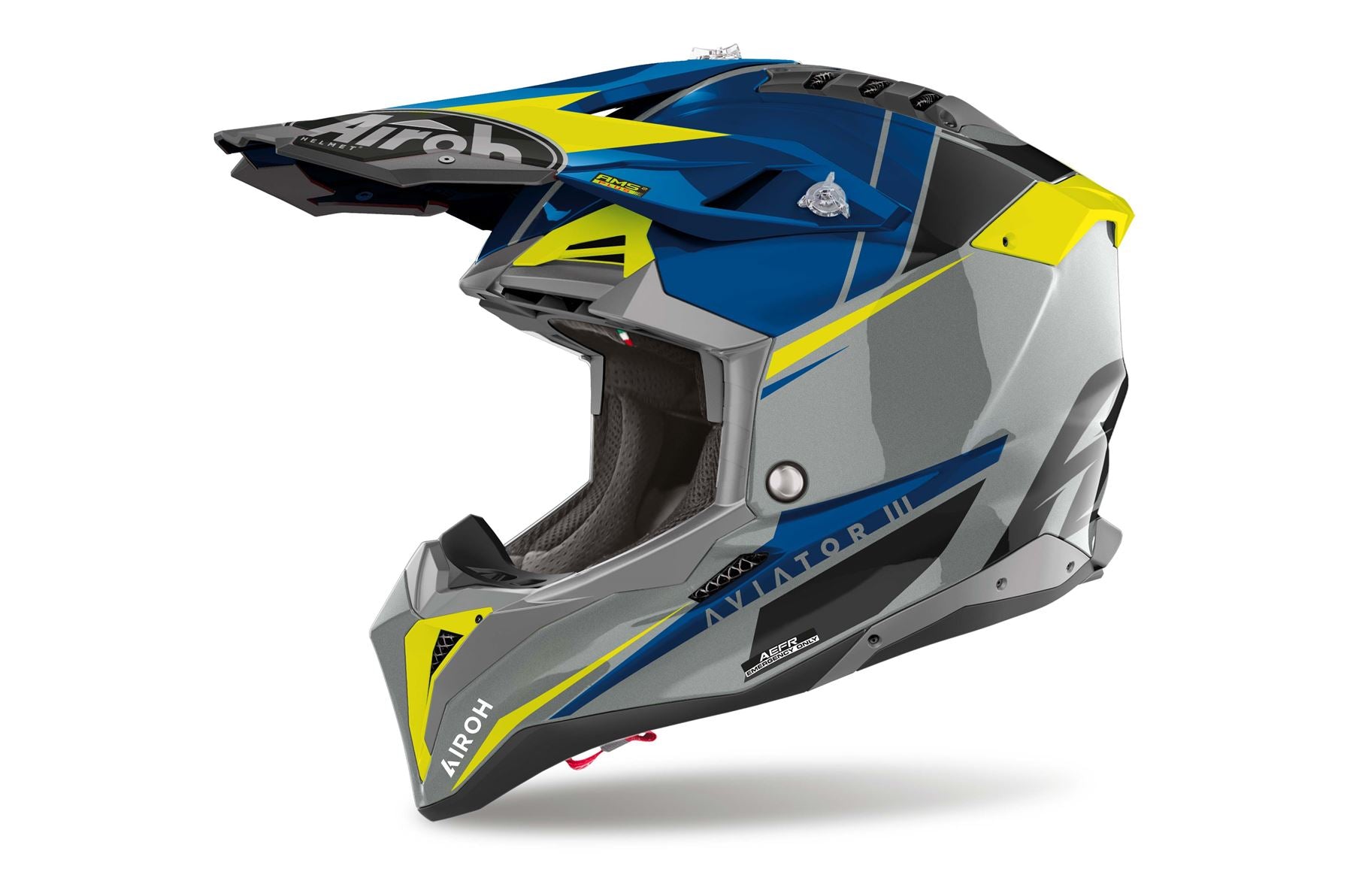 Airoh Helmet 2024 Aviator 3 Push Blue Gloss HPC Carbon